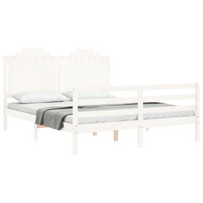 Estrutura de cama King Size com cabeceira madeira maciça branco