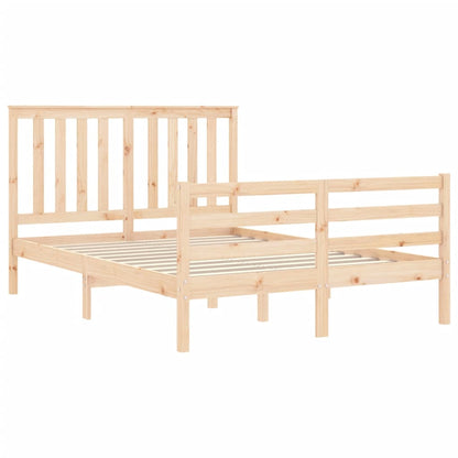 Estrutura de cama com cabeceira 140x190 cm madeira maciça