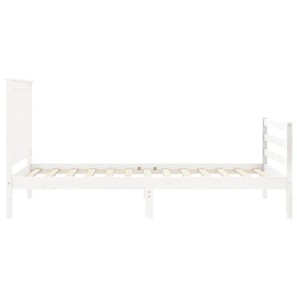 Estrutura de cama com cabeceira 100x200cm madeira maciça branco