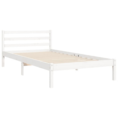 Estrutura de cama com cabeceira 100x200cm madeira maciça branco