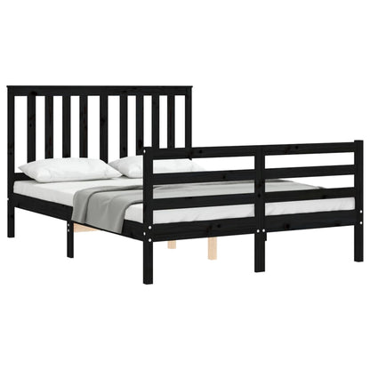 Estrutura de cama com cabeceira 140x200 cm madeira maciça preto