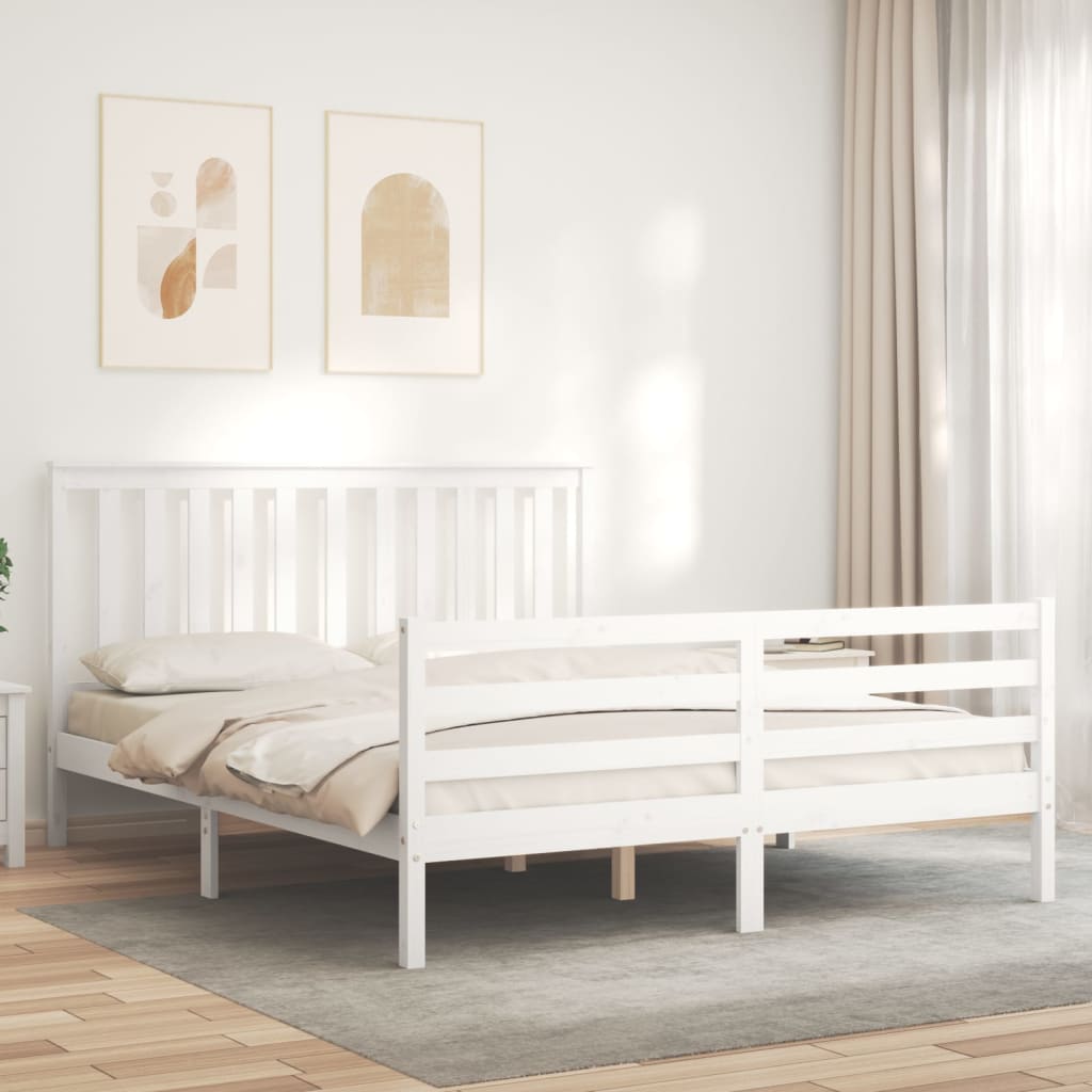 Estrutura de cama com cabeceira 160x200 cm madeira maciça