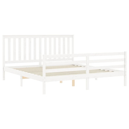 Estrutura cama Super King Size c/ cabeceira madeira branco