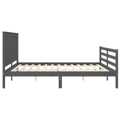 Estrutura de cama com cabeceira 200x200 cm madeira maciça cinza