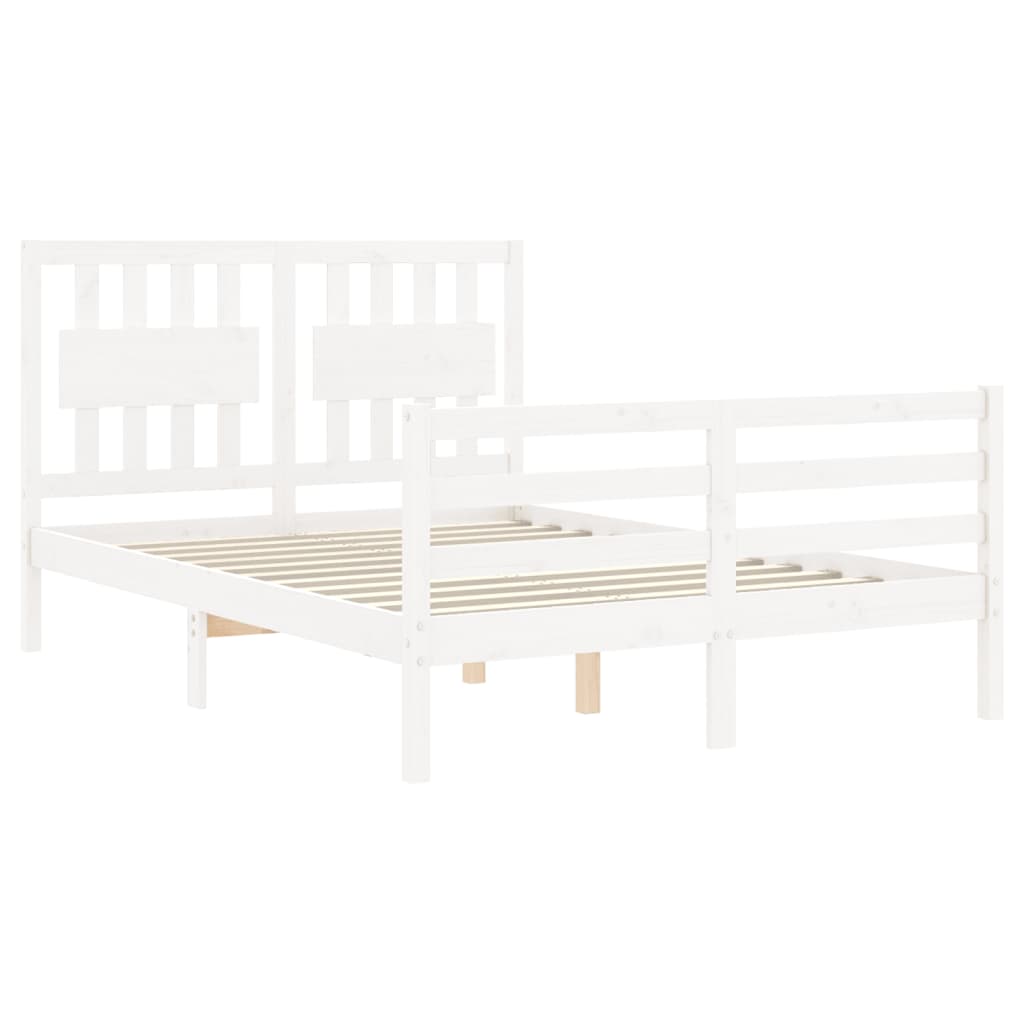 Estrutura de cama com cabeceira 140x190cm madeira maciça branco