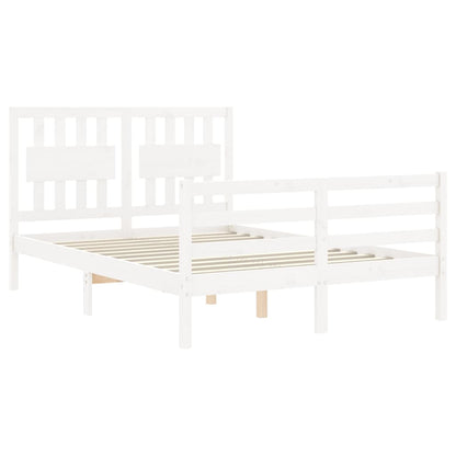 Estrutura de cama com cabeceira 140x190cm madeira maciça branco