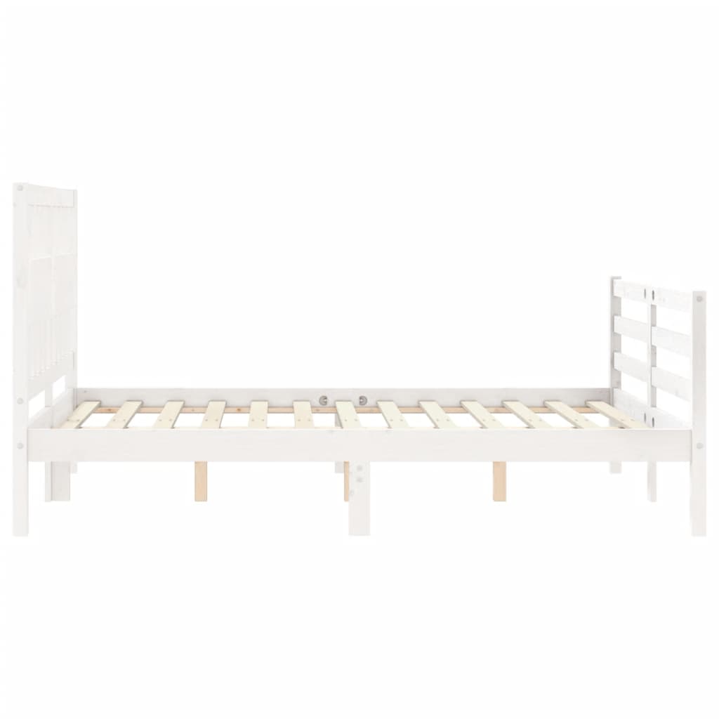 Estrutura de cama com cabeceira 140x190cm madeira maciça branco