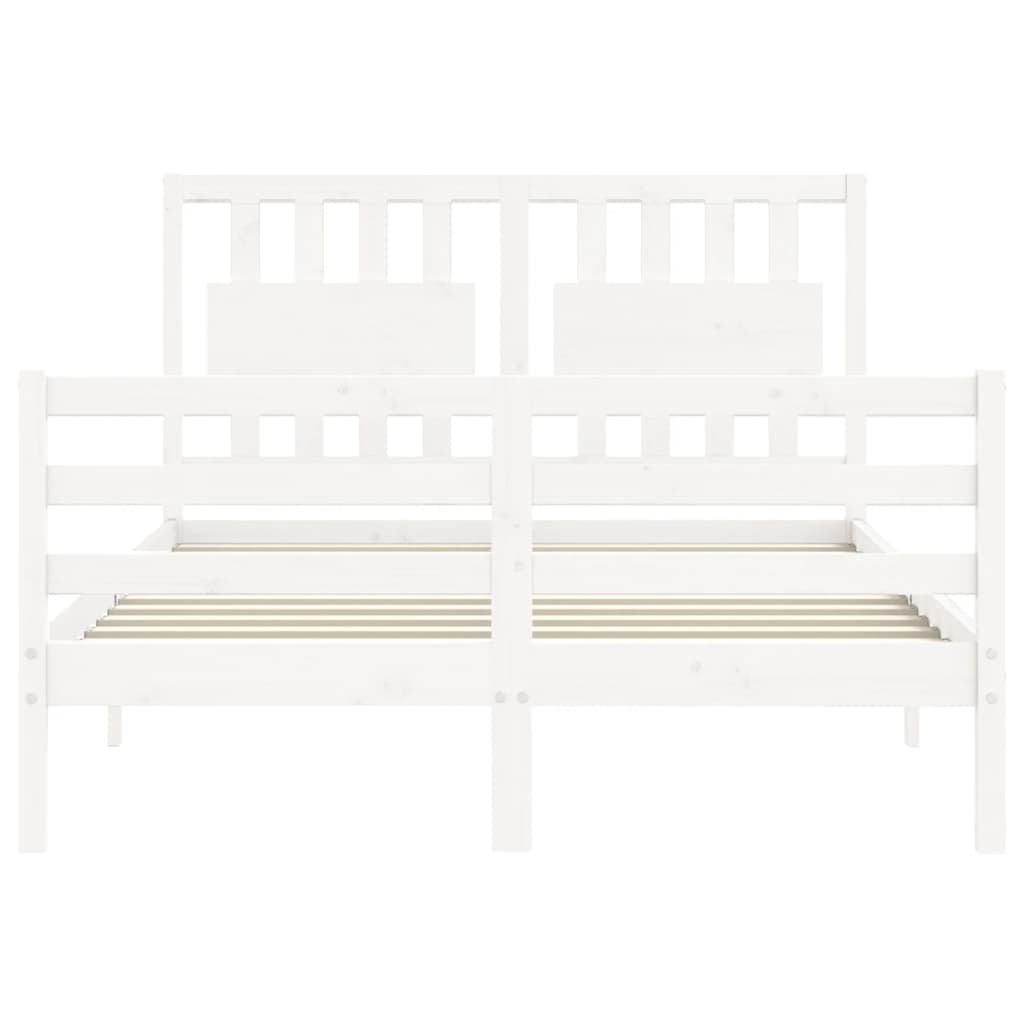 Estrutura de cama com cabeceira 140x190cm madeira maciça branco