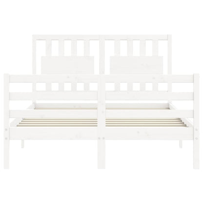 Estrutura de cama com cabeceira 140x190cm madeira maciça branco