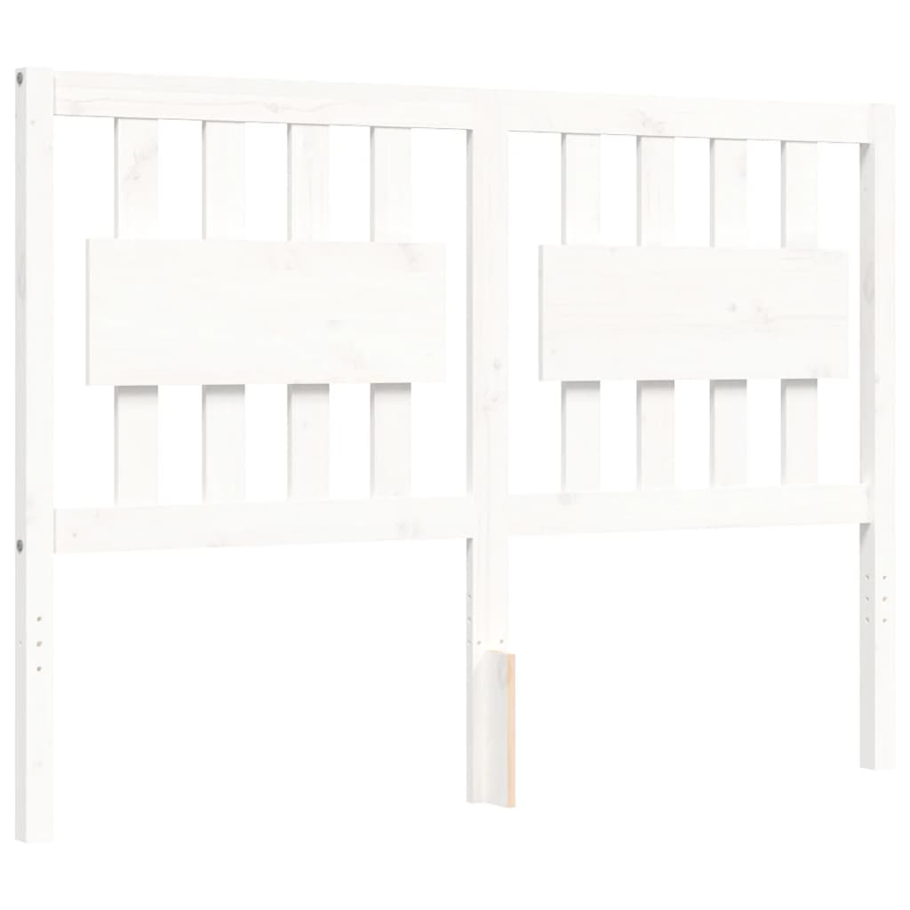 Estrutura de cama com cabeceira 140x190cm madeira maciça branco