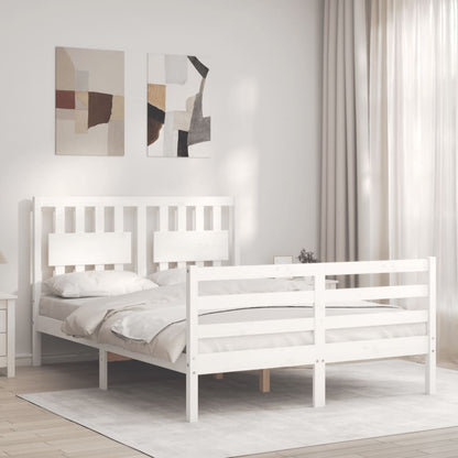 Estrutura de cama com cabeceira 140x190cm madeira maciça branco