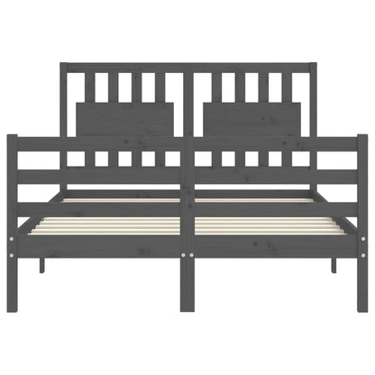 Estrutura de cama com cabeceira 140x190 cm madeira maciça cinza