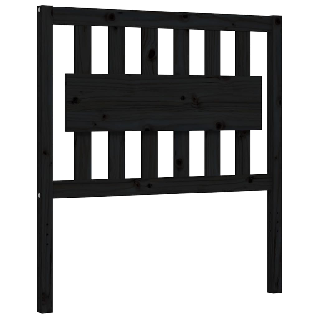 Estrutura de cama com cabeceira 90x200 cm madeira maciça preto