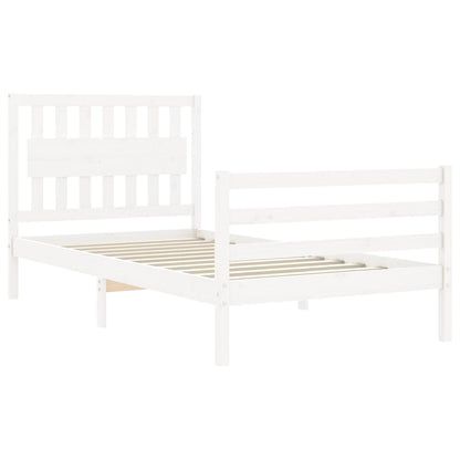 Estrutura de cama com cabeceira 100x200cm madeira maciça branco