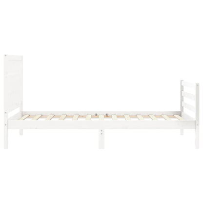 Estrutura de cama com cabeceira 100x200cm madeira maciça branco