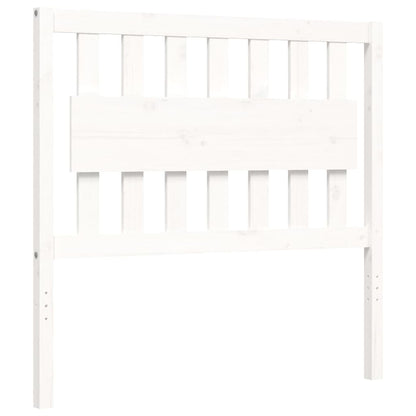 Estrutura de cama com cabeceira 100x200cm madeira maciça branco