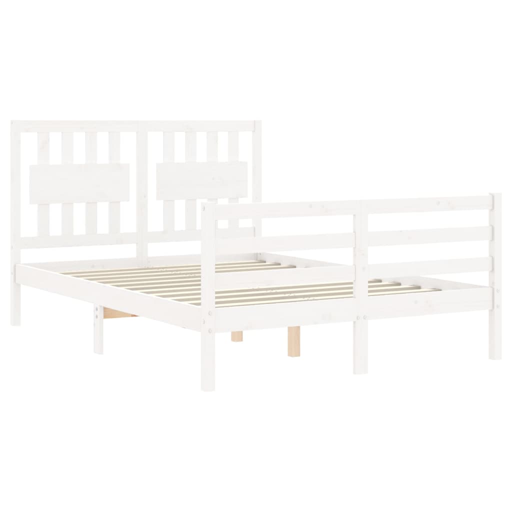 Estrutura de cama com cabeceira 120x200cm madeira maciça branco