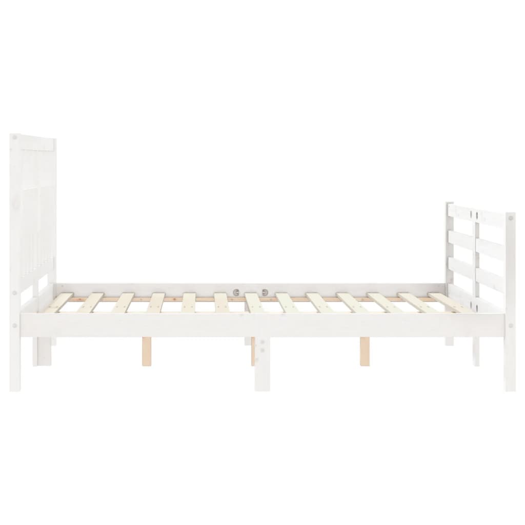 Estrutura de cama com cabeceira 120x200cm madeira maciça branco