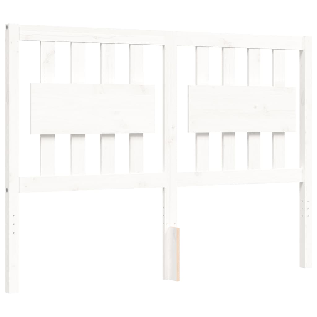 Estrutura de cama com cabeceira 140x200cm madeira maciça branco