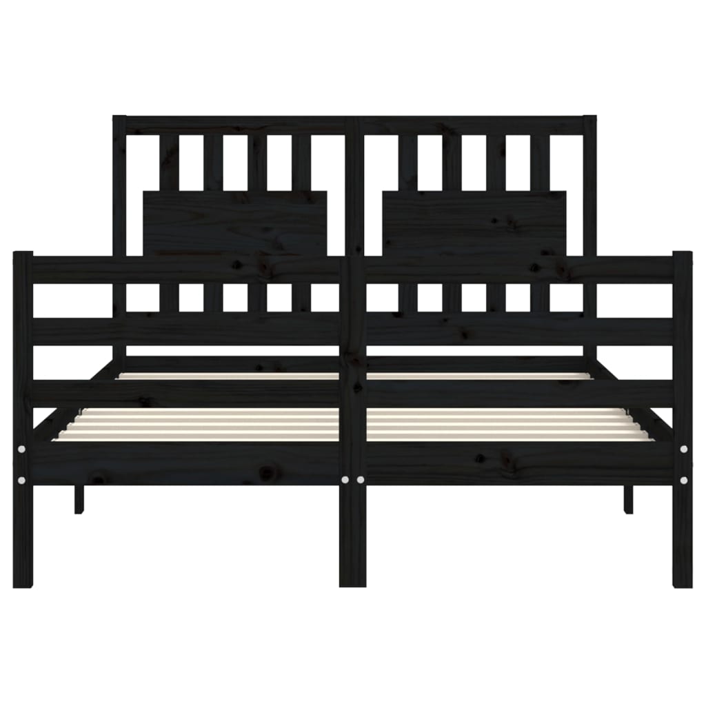 Estrutura de cama com cabeceira 140x200 cm madeira maciça preto