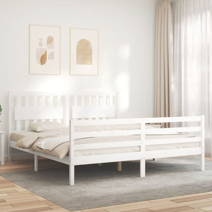 Estrutura cama Super King Size c/ cabeceira madeira branco