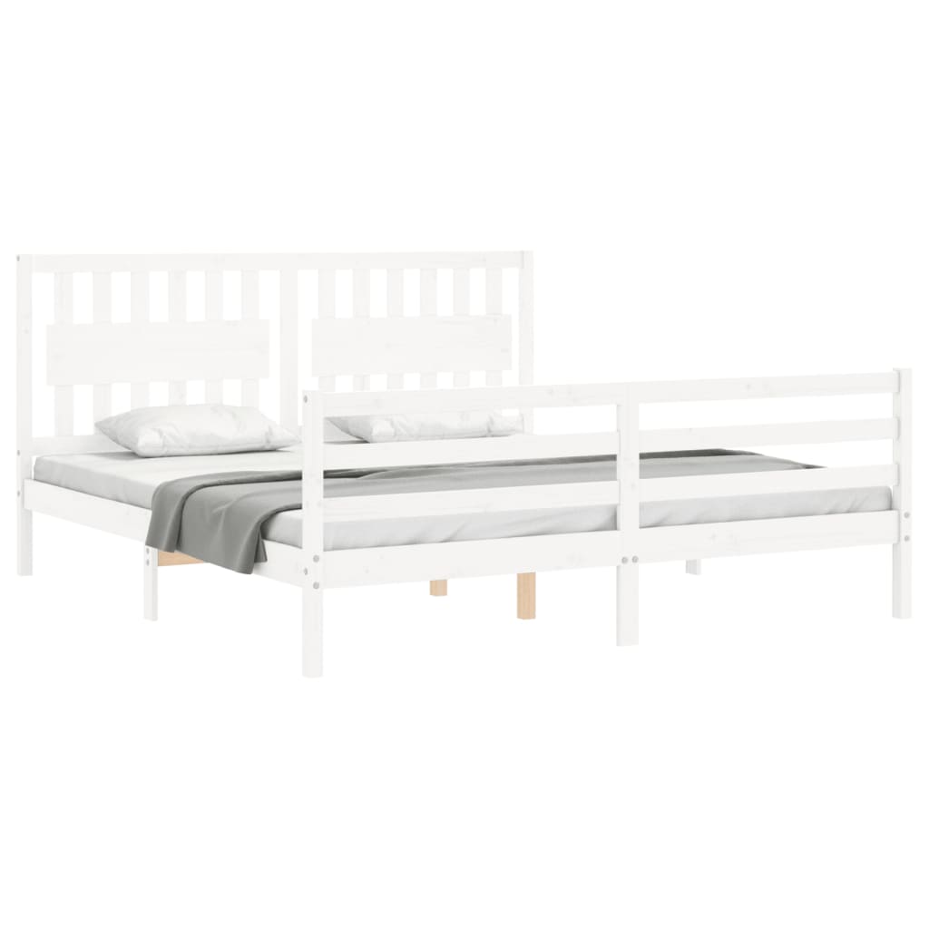 Estrutura cama Super King Size c/ cabeceira madeira branco