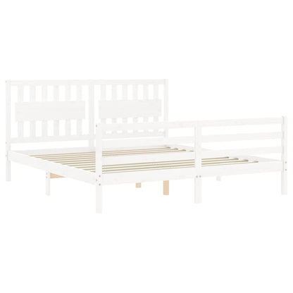 Estrutura cama Super King Size c/ cabeceira madeira branco