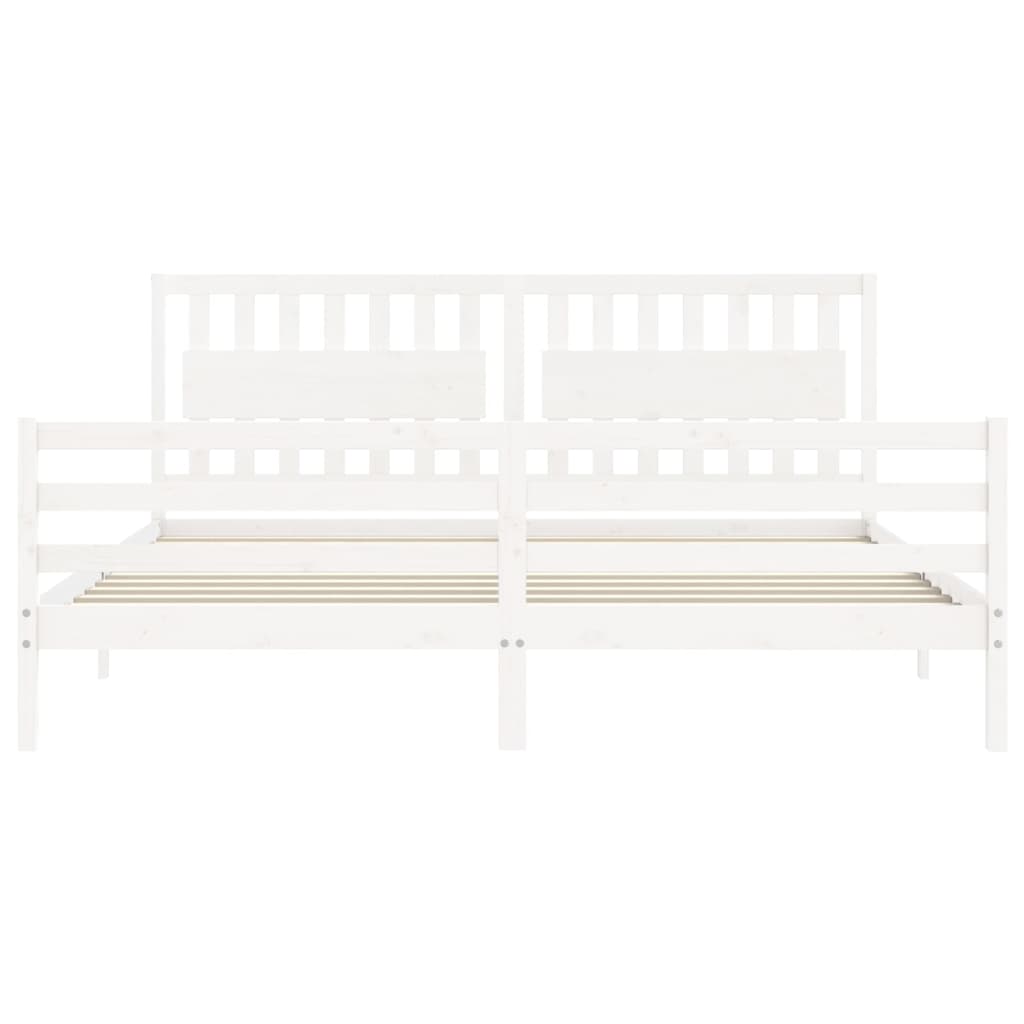 Estrutura de cama com cabeceira 200x200cm madeira maciça branco