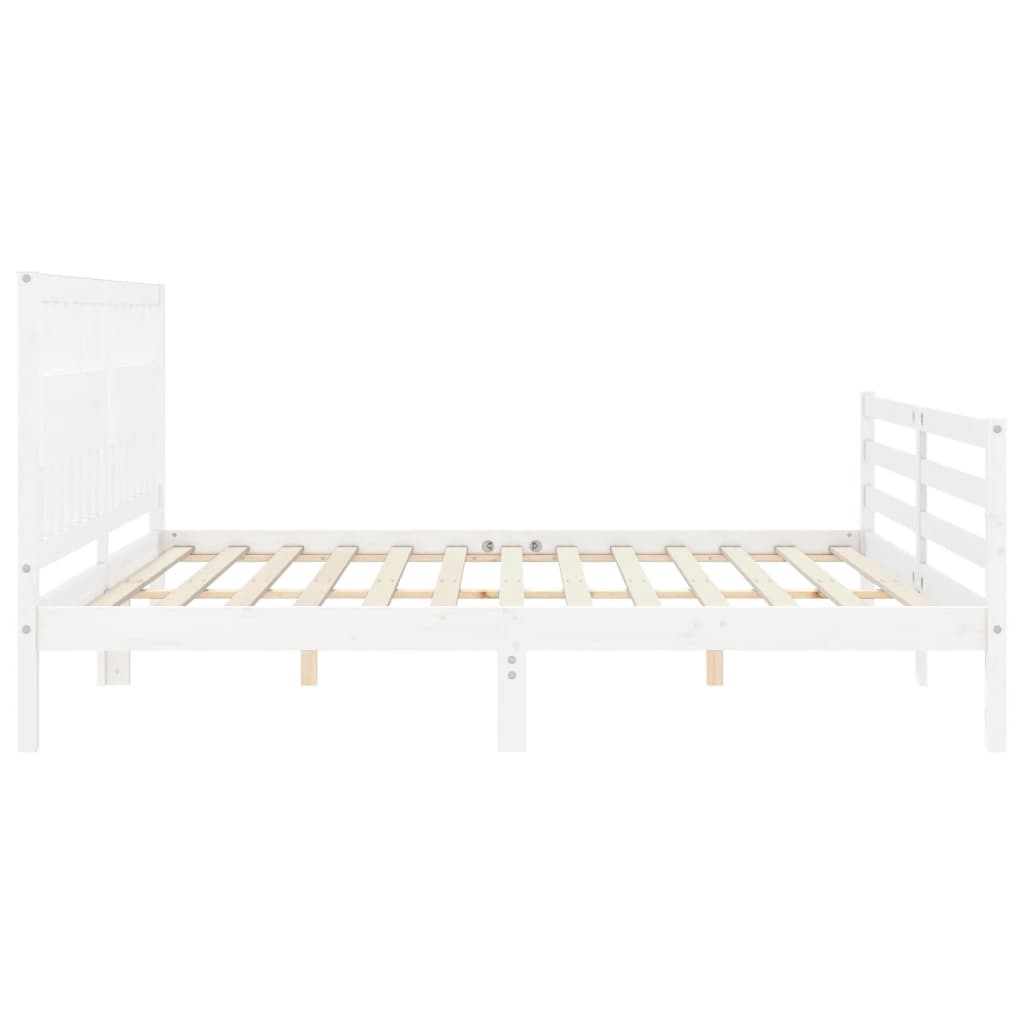 Estrutura de cama com cabeceira 200x200cm madeira maciça branco