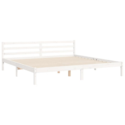 Estrutura de cama com cabeceira 200x200cm madeira maciça branco