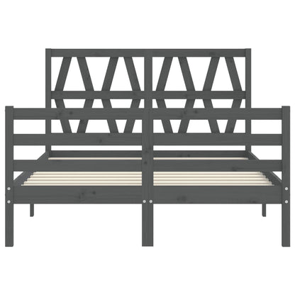 Estrutura de cama com cabeceira 140x190 cm madeira maciça cinza