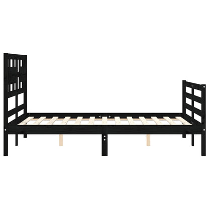 Estrutura de cama com cabeceira 90x200 cm madeira maciça preto