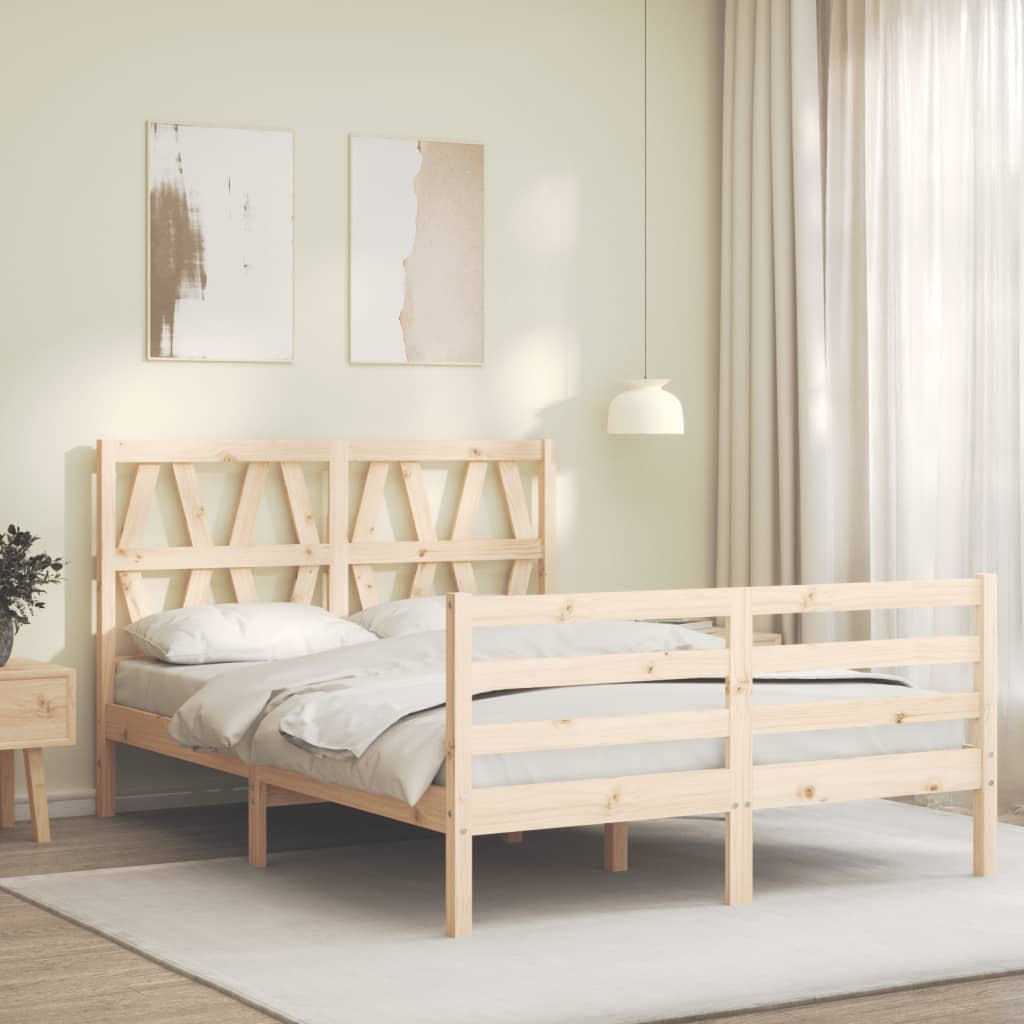 Estrutura de cama com cabeceira 120x200 cmmadeira maciça