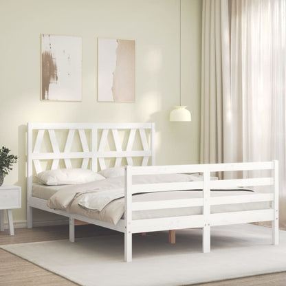 Estrutura de cama com cabeceira 120x200cm madeira maciça branco