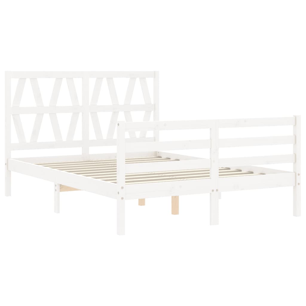 Estrutura de cama com cabeceira 120x200cm madeira maciça branco