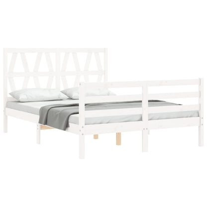 Estrutura de cama com cabeceira 140x200cm madeira maciça branco