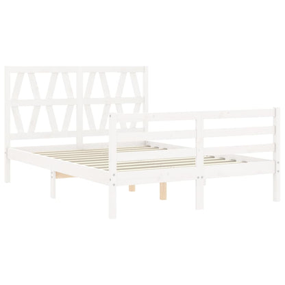 Estrutura de cama com cabeceira 140x200cm madeira maciça branco