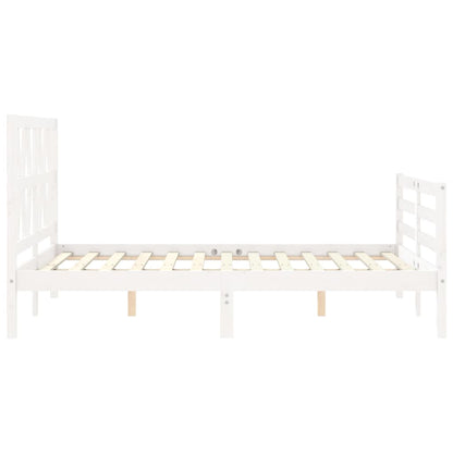 Estrutura de cama com cabeceira 140x200cm madeira maciça branco