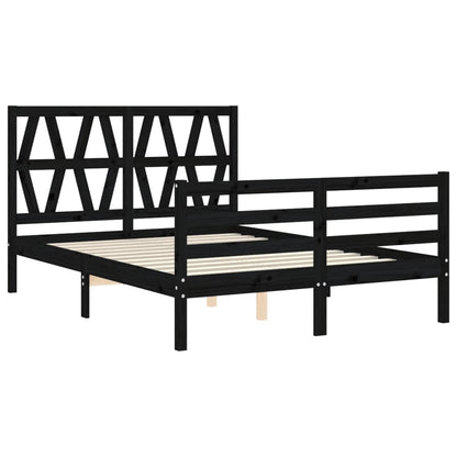 Estrutura de cama com cabeceira 140x200 cm madeira maciça preto