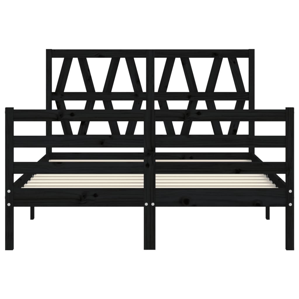 Estrutura de cama com cabeceira 140x200 cm madeira maciça preto