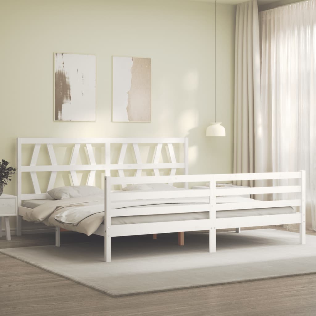 Estrutura cama Super King Size c/ cabeceira madeira branco