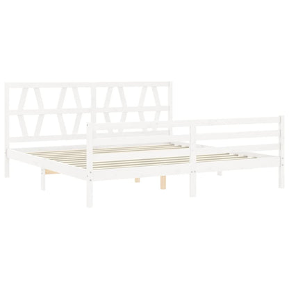 Estrutura cama Super King Size c/ cabeceira madeira branco