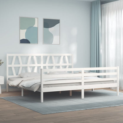 Estrutura cama Super King Size c/ cabeceira madeira branco