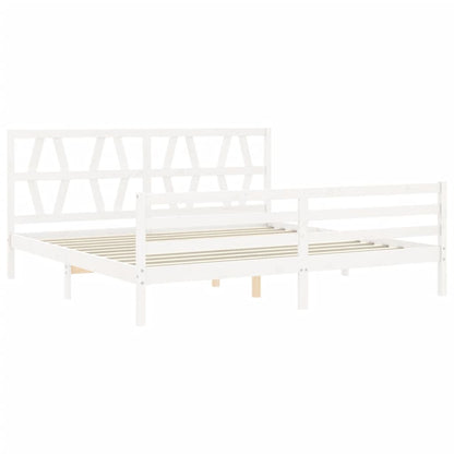 Estrutura de cama com cabeceira 200x200cm madeira maciça branco