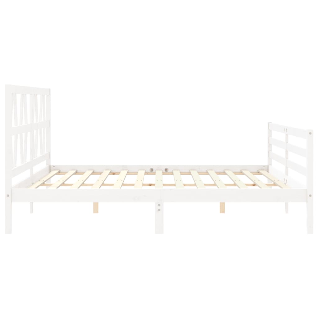 Estrutura de cama com cabeceira 200x200cm madeira maciça branco