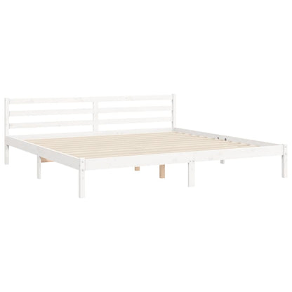 Estrutura de cama com cabeceira 200x200cm madeira maciça branco