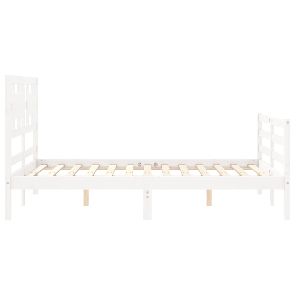 Estrutura de cama com cabeceira 140x190cm madeira maciça branco