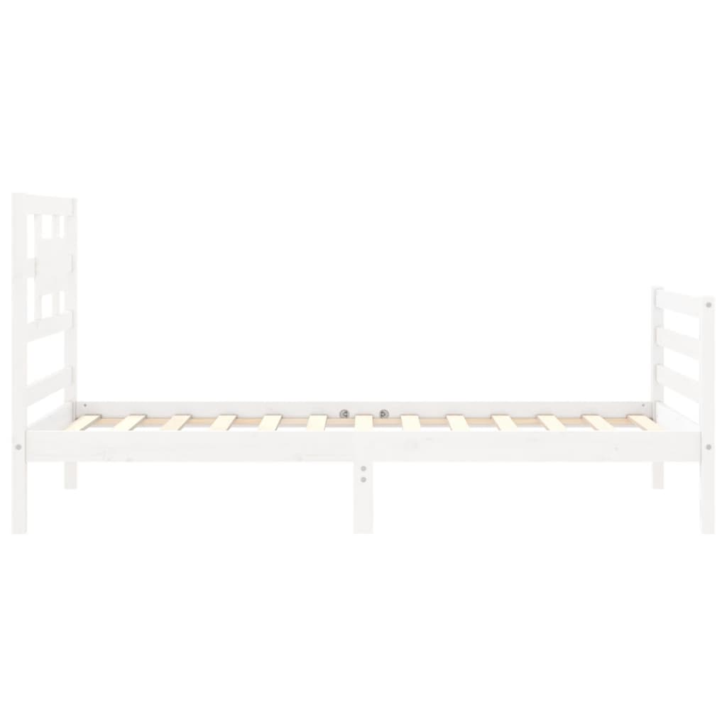 Estrutura de cama com cabeceira 100x200cm madeira maciça branco