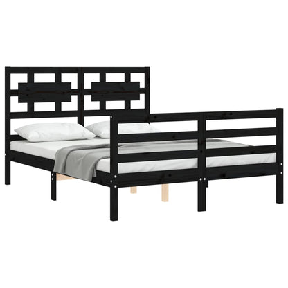 Estrutura de cama com cabeceira 140x200 cm madeira maciça preto