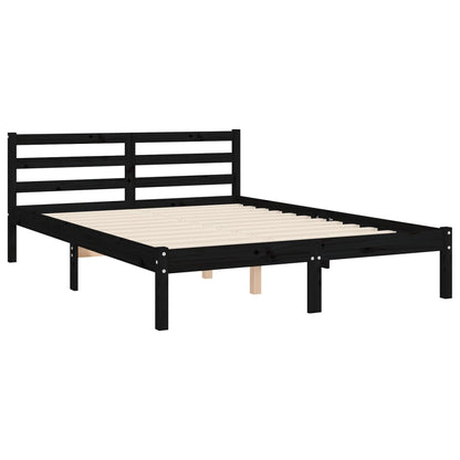 Estrutura de cama com cabeceira 140x200 cm madeira maciça preto